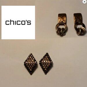 Chico's lot of 2 pairs gold tone post back earrings